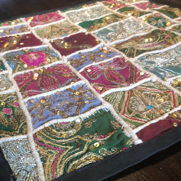 Vintage Hand Embroidered Zari Cushion Cover ♥️ - Picture 9 of 12